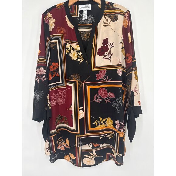 Joseph Ribkoff Floral Geometric Tunic Top Multicolor Womens size large - Picture 4 of 7